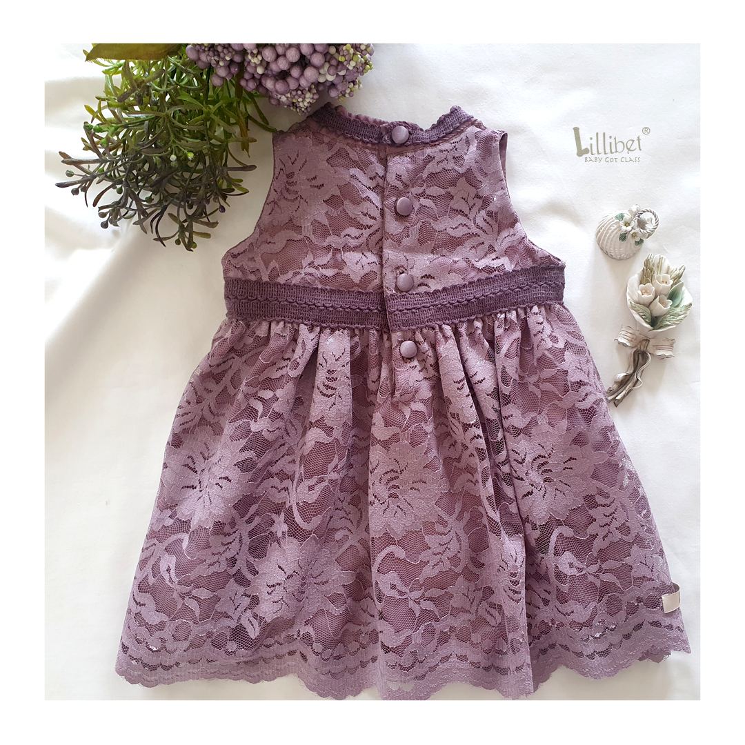 Mauve Scalloped Lace Dress with Grape Crochet Lace Lillibet