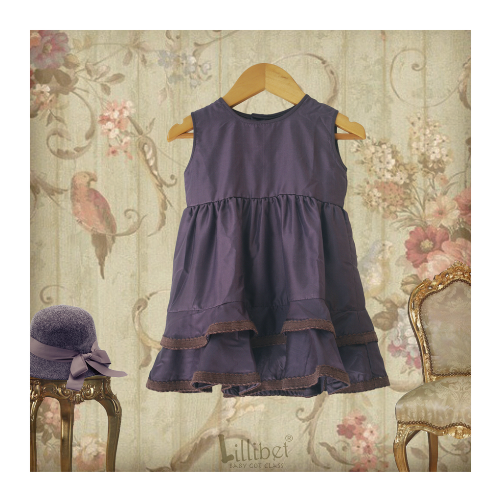 Grape Silk Ruffle Hem Dress