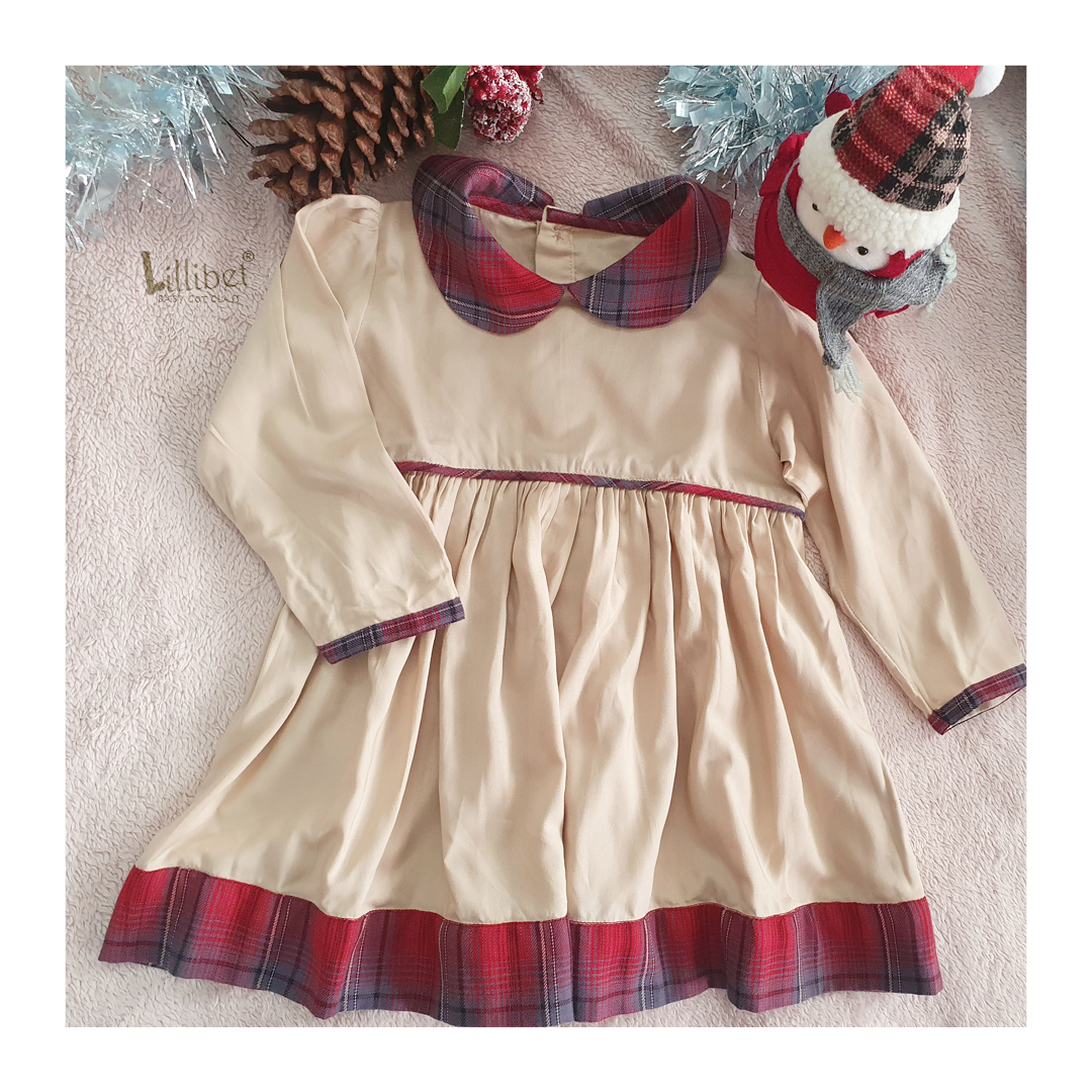 Beige Plaid Long Sleeve Dress – Lillibet.babygotclass