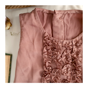 Antique Rose Ruffles Silk Dress