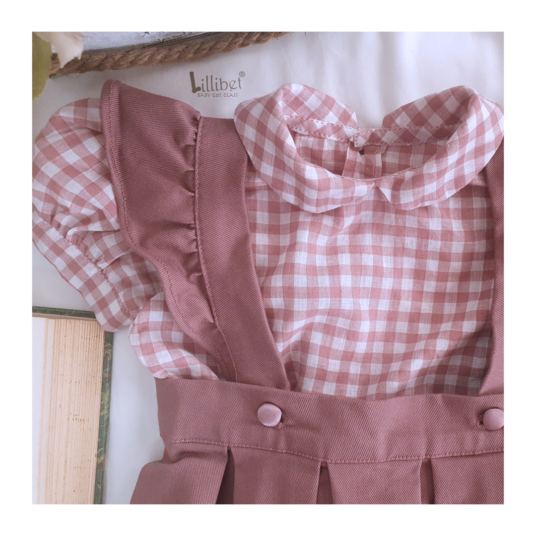 Classic Lillibet Pinafore Set- Gingham Dusty Rose