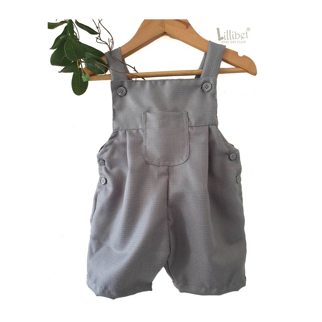 Grey Textured Dungarees