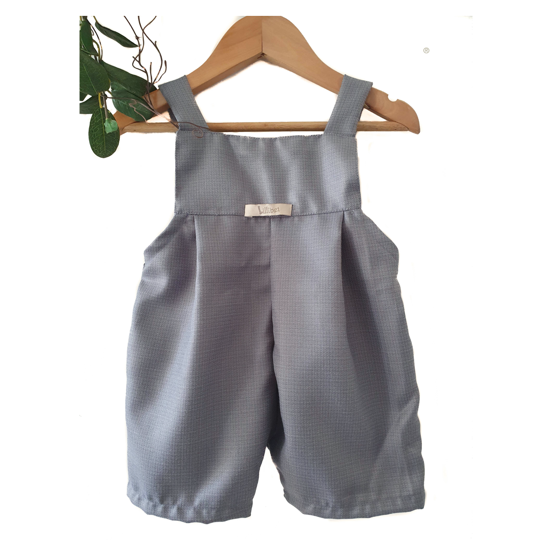 Grey Textured Dungarees