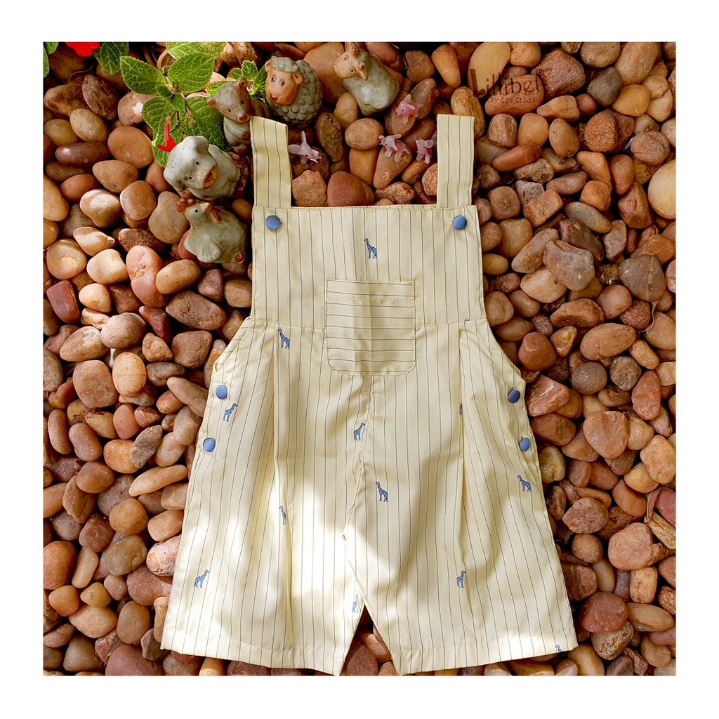 'Melman' Yellow Giraffe Stripe Dungarees