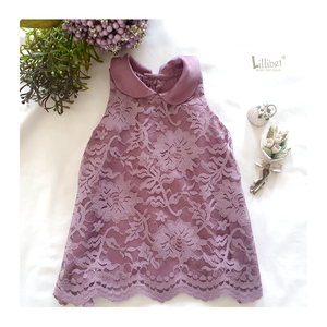 Mauve Scalloped Lace Dress with Peter Pan Collar