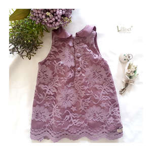 Mauve Scalloped Lace Dress with Peter Pan Collar