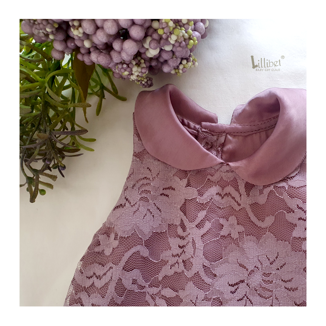 Mauve Scalloped Lace Dress with Peter Pan Collar