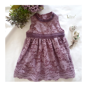 Mauve Scalloped Lace Dress with Grape Crochet Lace