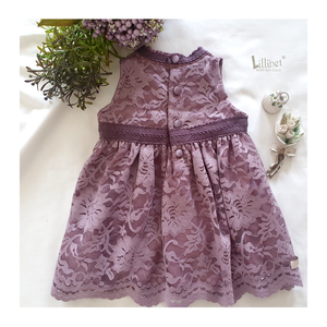 Mauve Scalloped Lace Dress with Grape Crochet Lace