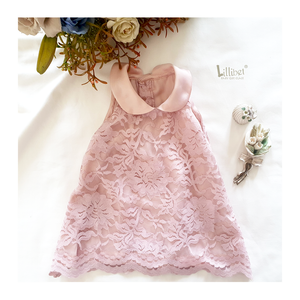 Blush Scalloped Lace Dress with Peter Pan Collar