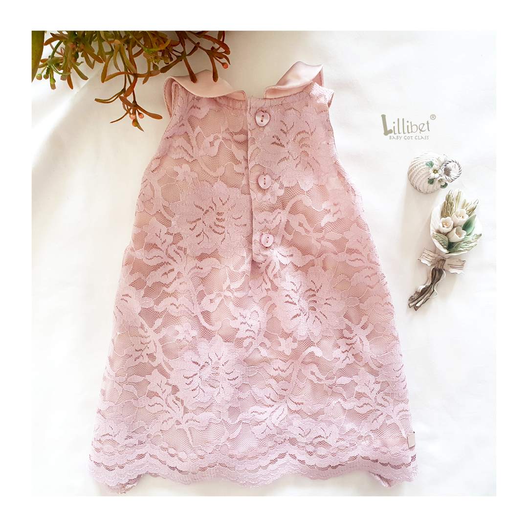 Blush Scalloped Lace Dress with Peter Pan Collar