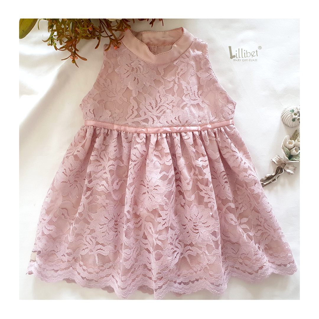 Blush Scalloped Lace Halter Dress – Lillibet.babygotclass